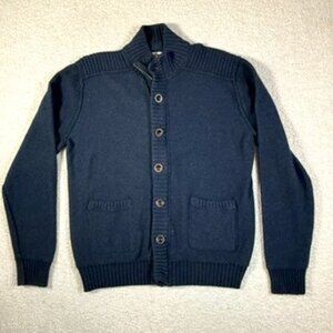Fossil Cardigan Sweater Shawl Collar Navy Blue Long Sleeve Pockets Mens Sz 54 XL